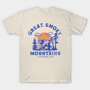 Great Smoky Mountains, Tennessee Vintage Travel Art w/Bear T-Shirt